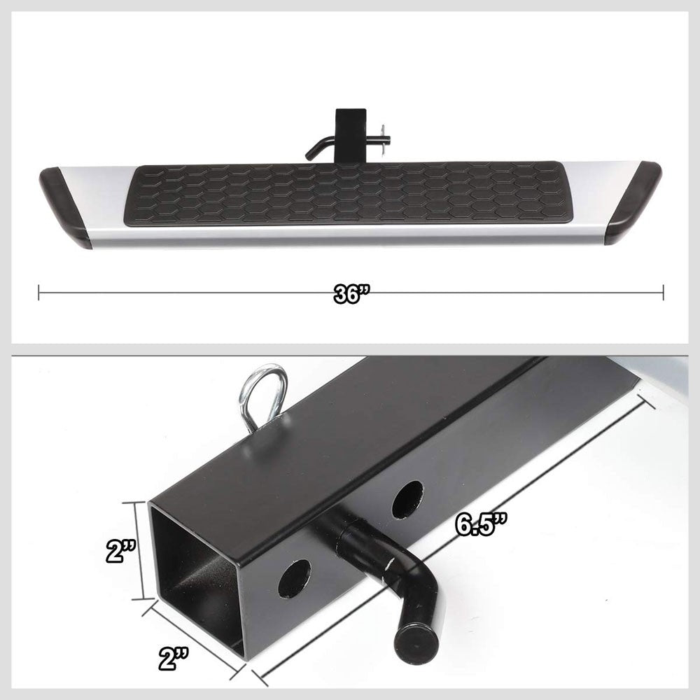 36"Long/5.5L Wide Flat Step Heavy Duty Tow Hitch Step Bar Silver For 2" Receiver
