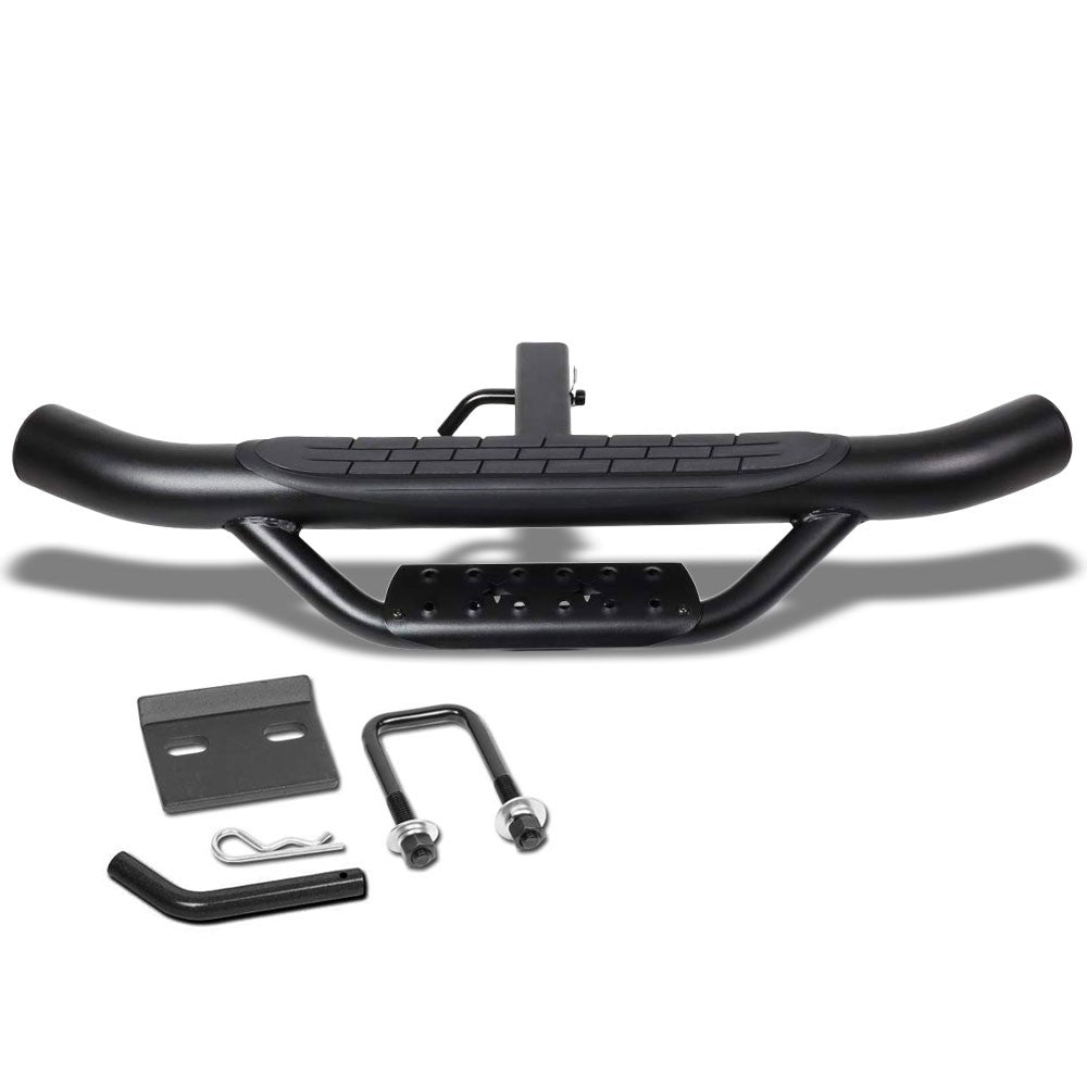 36"Long/4" OD Round Double Step Heavy Duty Hitch Step Bar Black For 2" Receiver