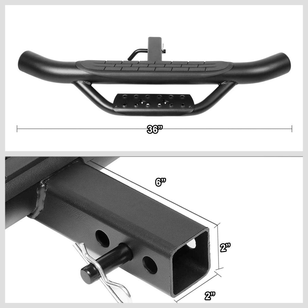 36"Long/4" OD Round Double Step Heavy Duty Hitch Step Bar Black For 2" Receiver