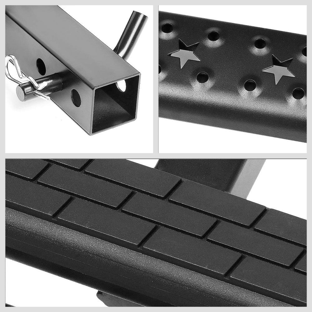 36"Long/4" OD Round Double Step Heavy Duty Hitch Step Bar Black For 2" Receiver