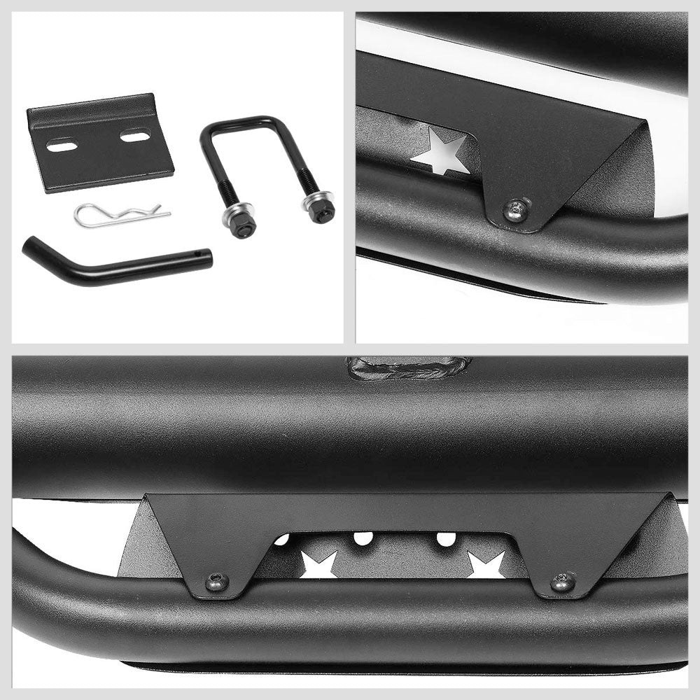 36"Long/4" OD Round Double Step Heavy Duty Hitch Step Bar Black For 2" Receiver