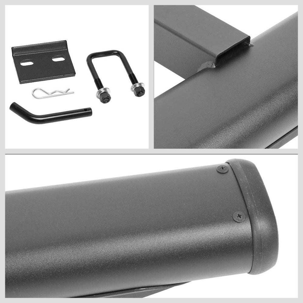 26"Long/4" Round Oval Step Pad Heavy Duty Hitch Step Bar Black For 2" Receiver
