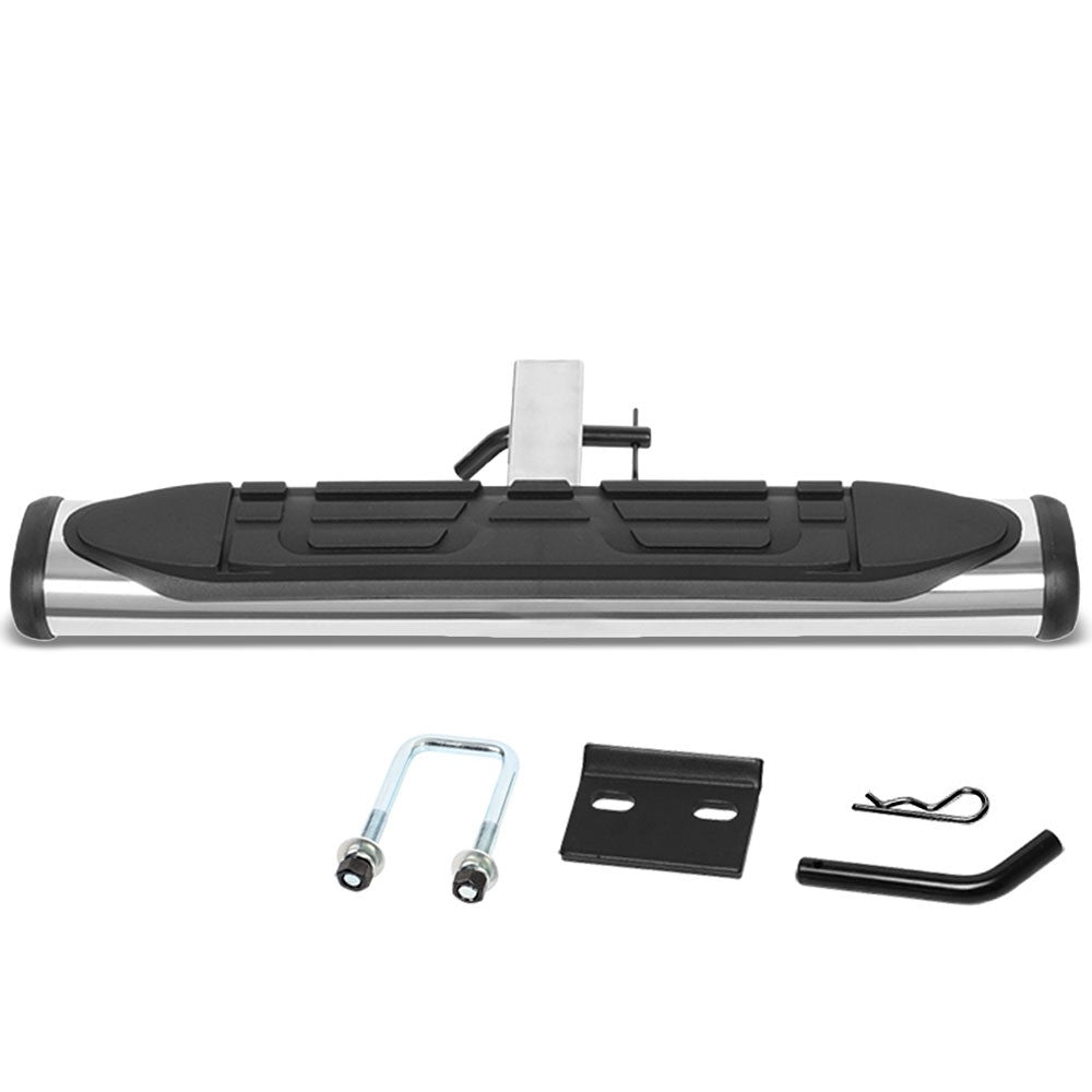26"L/4" Round Oval Step Pad Heavy Duty Hitch Step Bar Metallic For 2" Receiver