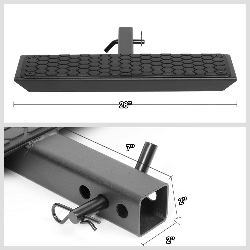 26"Long/5"W Honeycomb Step Pad Heavy Duty Hitch Step Bar Black For 2" Receiver