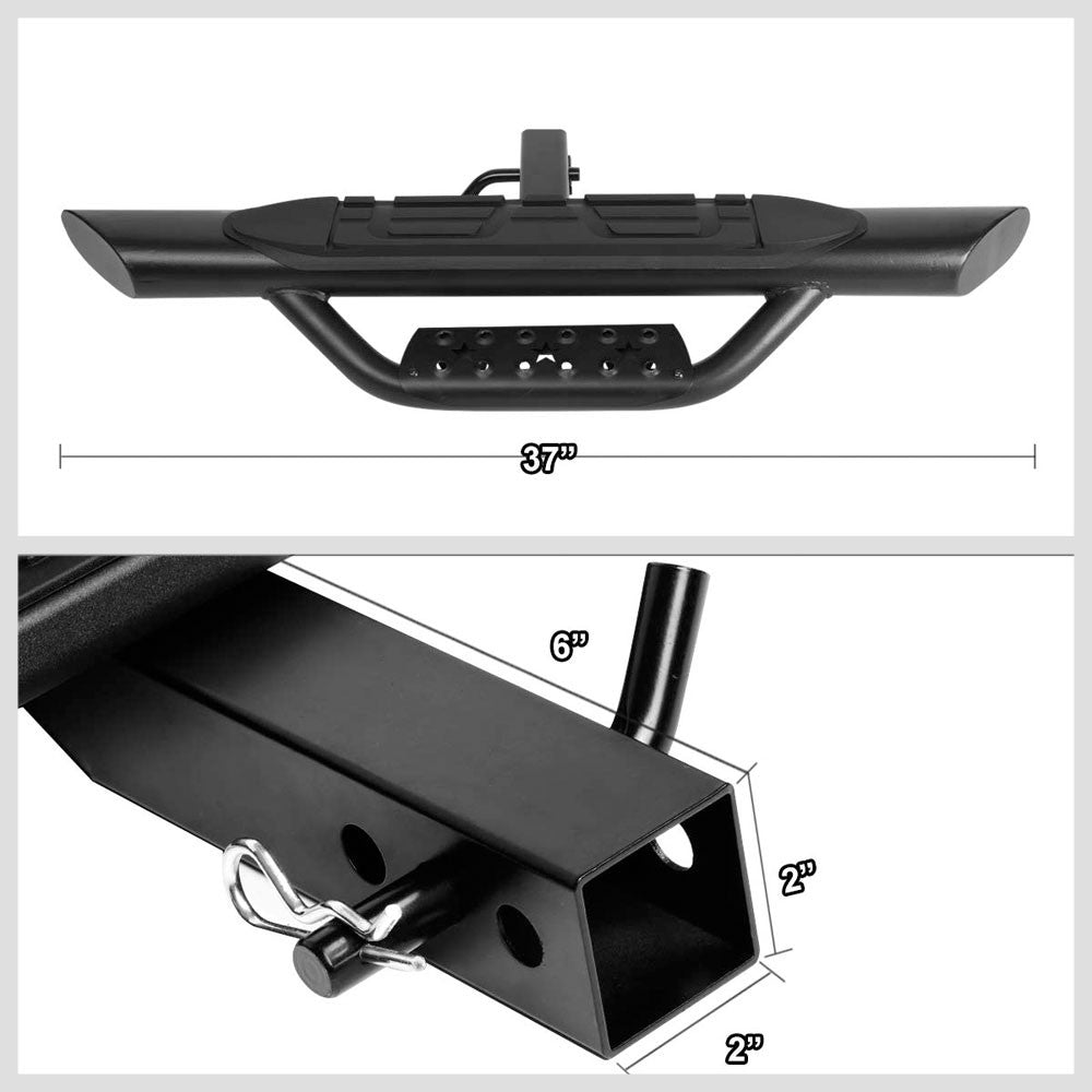 36.5"Long/3.75" OD Oval 45D-Cut Heavy Duty Hitch Step Bar Black For 2" Receiver