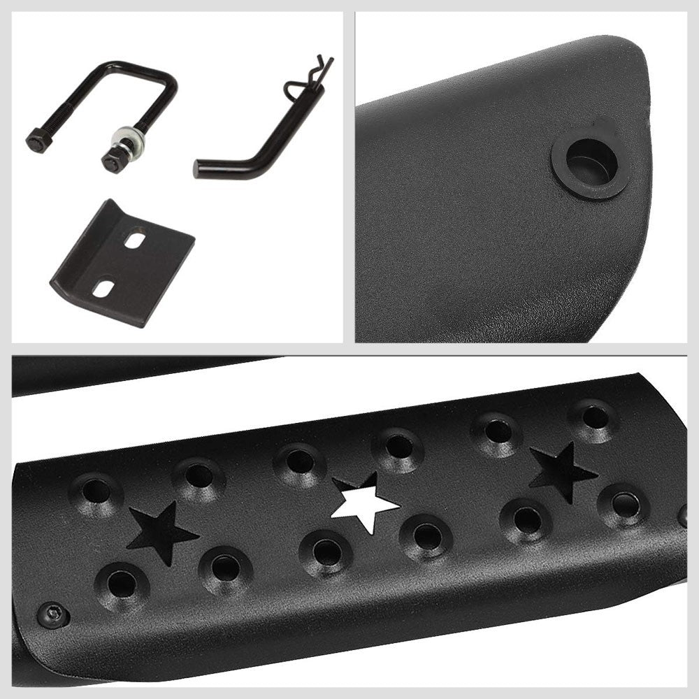 36.5" Long Heavy Duty Oval Bar Black Rear Truck Hitch Step For 2" Receiver