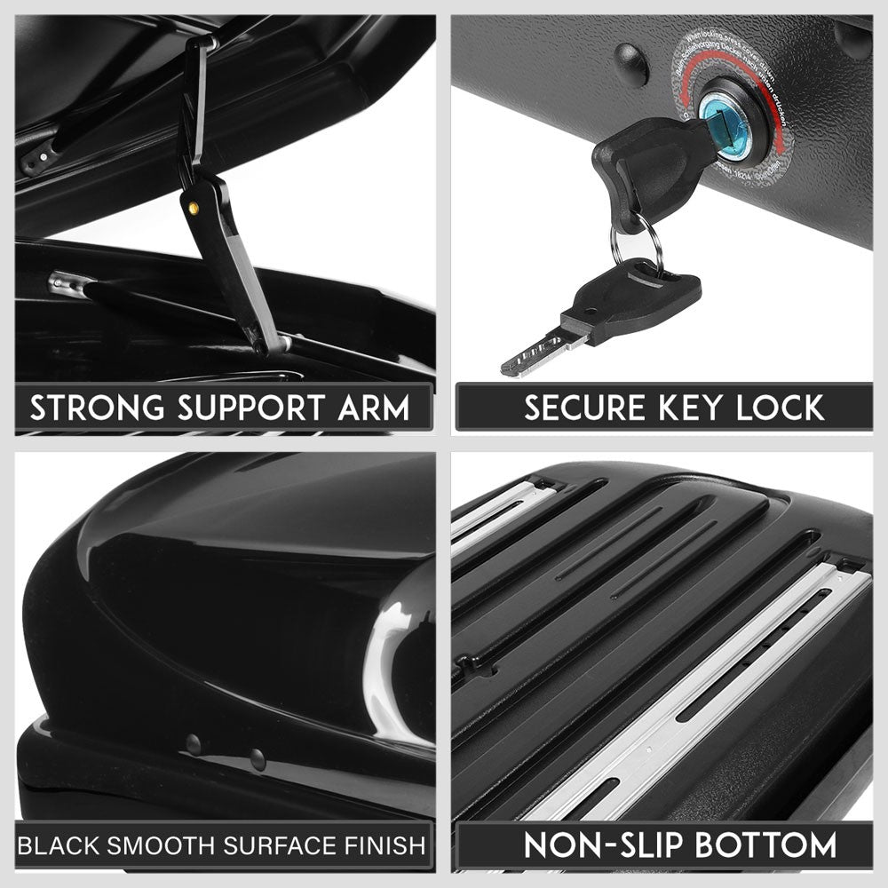 Black Aluminum/ABS Plastic Adjustable Cross Bar Cargo Storage Chest Roof Box