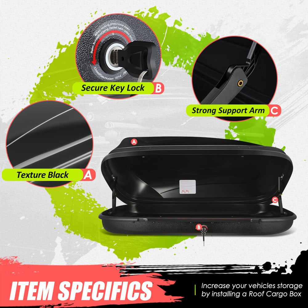 12.7 cu. Ft. (360L) Black Textured Roof Top Mount Luggage Storage Box BFC-RFBX-8293-BK