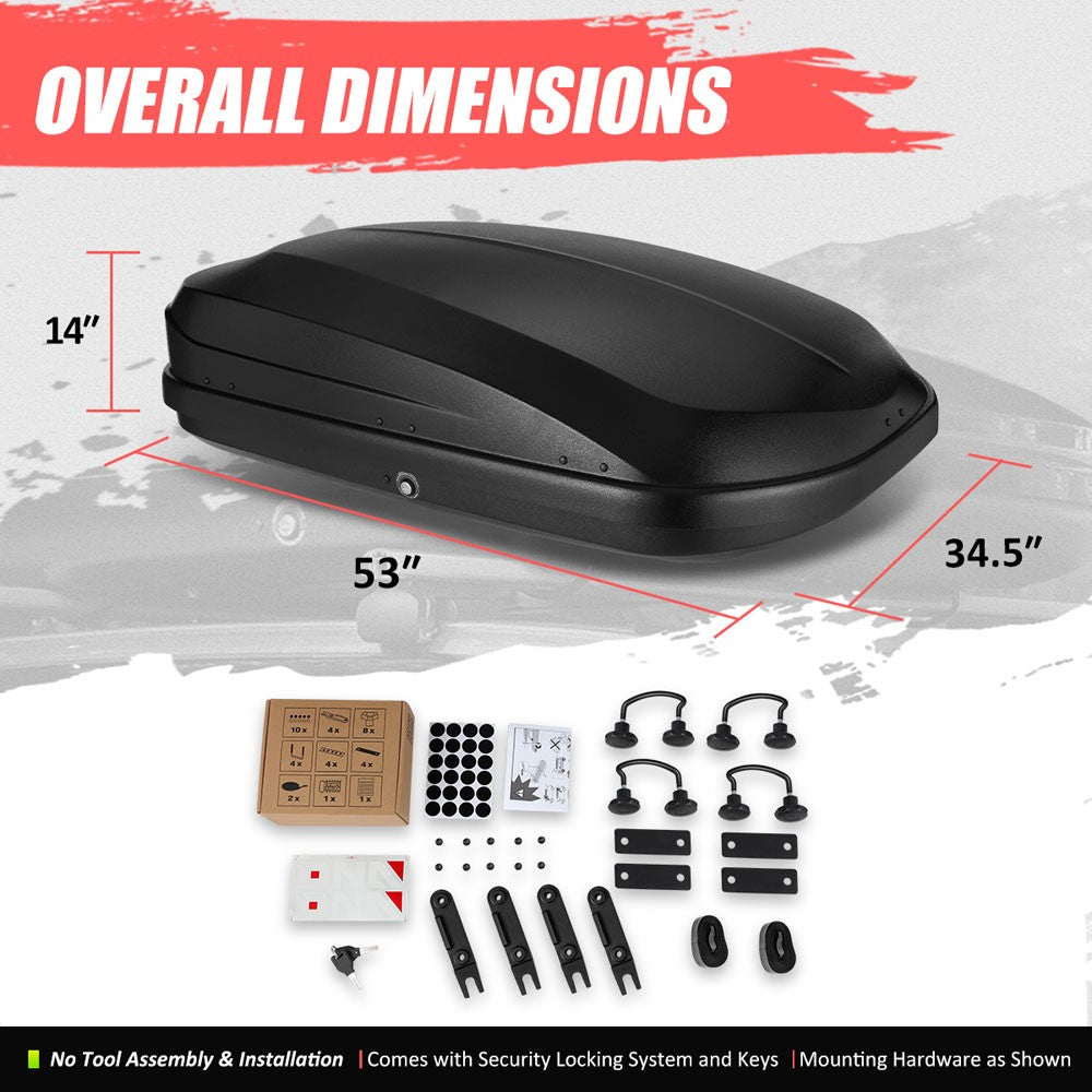 12.7 cu. Ft. (360L) Black Textured Roof Top Mount Luggage Storage Box BFC-RFBX-8293-BK