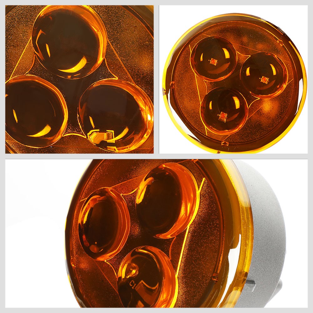 Amber Lens Front Round LED Turn Signal Bumper Light For 07-18 Jeep Wrangler JK