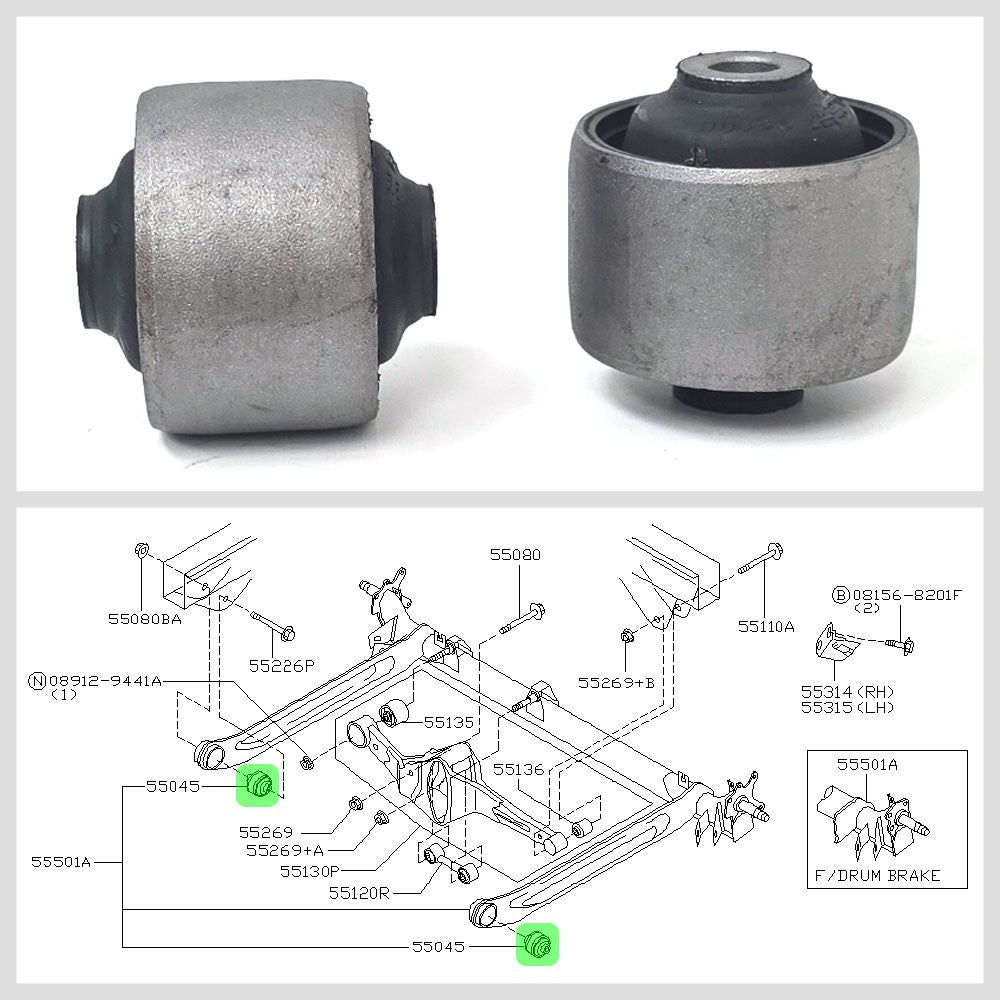 Rocar Rear (DS+PS) Crossmember (Axle Beam) Bushing RC-666370 RC-666370