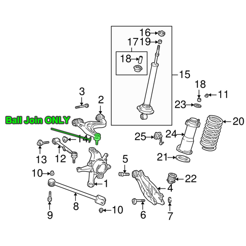 Rocar Black OE-Style Rear Upper Suspension Ball Joint For 01-05 Lexus IS300 XE10