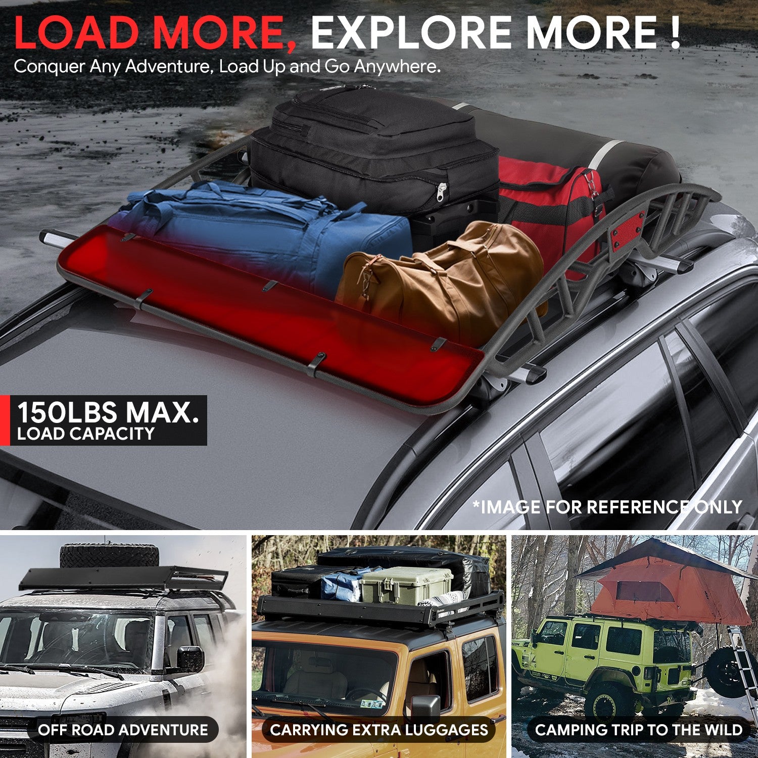 50"x31" Silver Aluminum Roof Rack Cargo Luggage Carrier Bracket+Crossbar For SUV