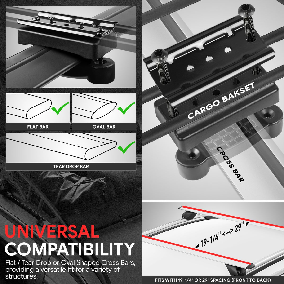 50"x31" Silver Aluminum Roof Rack Cargo Luggage Carrier Bracket+Crossbar For SUV