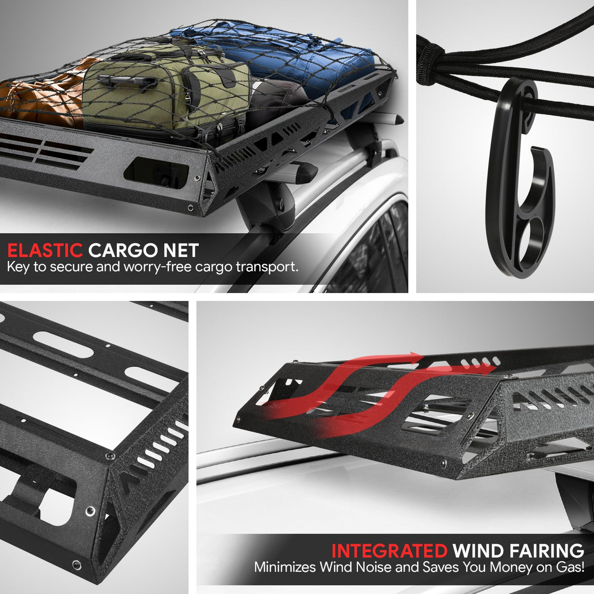 50"x31" Silver Aluminum Roof Rack Cargo Luggage Carrier Bracket+Crossbar For SUV