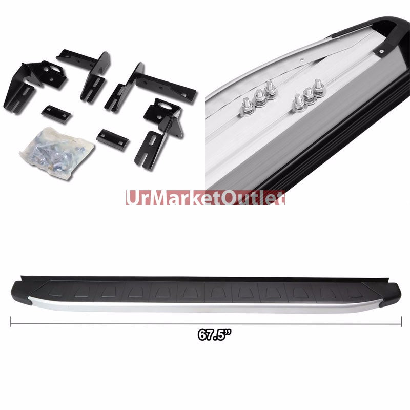 Flat Trapezoid Pad Metal Running Board Nerf Bar For 13-18 Toyota RAV4 (XA40)