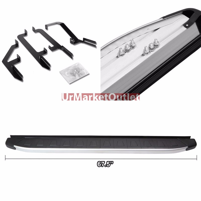 Flat Trapezoid Pad Metal Running Board Nerf Bar For 13-17 Hyundai Santa Fe DM/NC