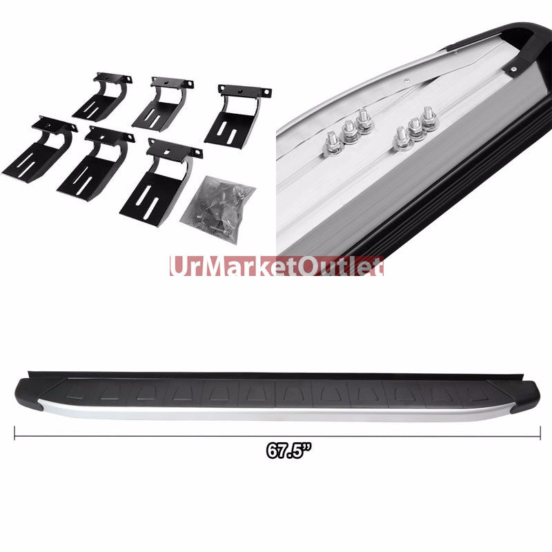 Flat Trapezoid Pad Metal Running Board Nerf Bar For 11-22 Jeep Grand Cherokee