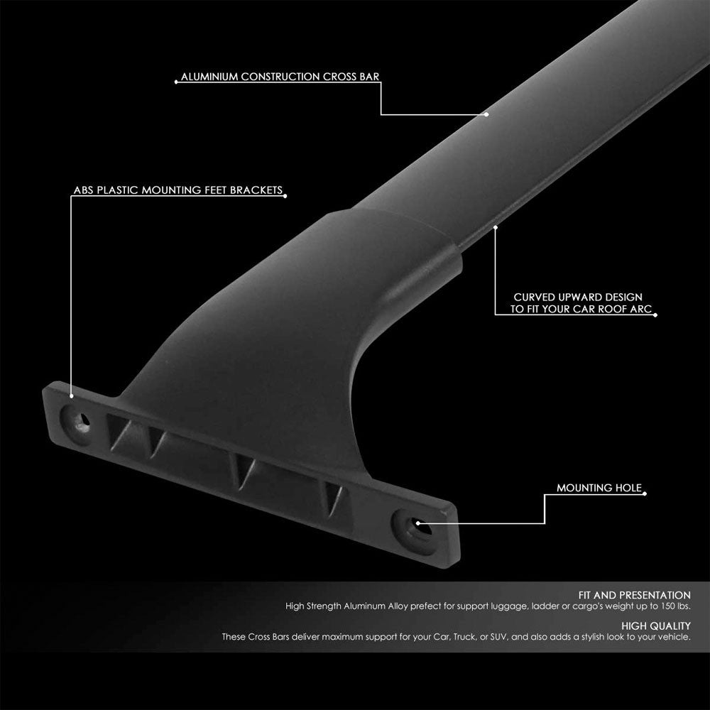 Powdercoated Black Bolt-On Roof Rack Crossbar Rail For 14-18 Infiniti QX70