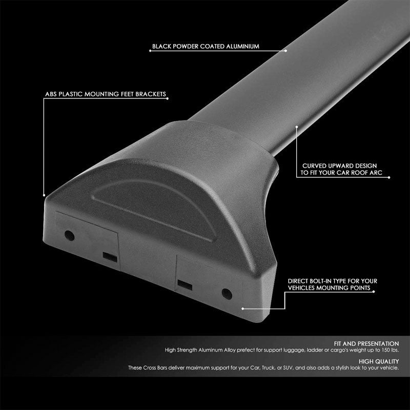 Black Roof Rack Luggage/Cargo Rail Crossbar Bar For Honda 18-19 Odyssey 3.5L