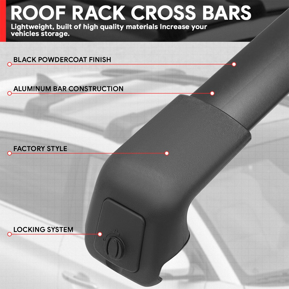 2X Aluminum Black Roof Rack Rail Crossbar (OE Style) For 16-21 Tucson (TL)