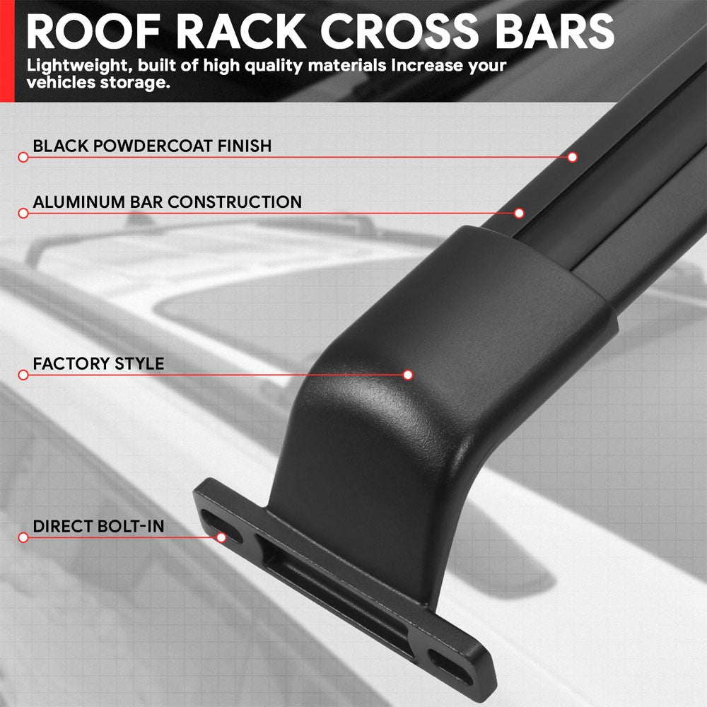 2X Aluminum Black Roof Rack Rail Crossbar (OE Style) For 21-24 Grand Cherokee WL