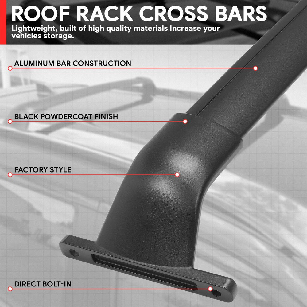 2X Aluminum Black Roof Rack Rail Crossbar (OE Style) For 18-24 Nissan Kicks P15