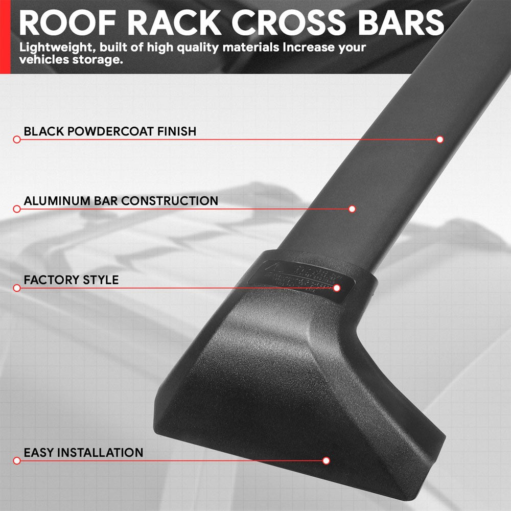 2X Aluminum Black Roof Rack Rail Crossbar (OE Style) For 20-24 Highlander (XU70)