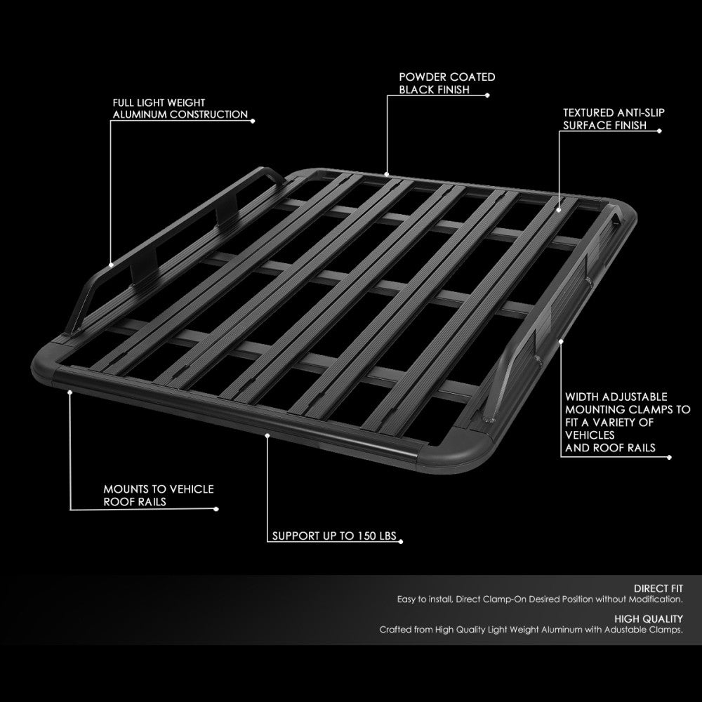 60"x48"x6" Black Universal Roof Top Pallet Board Style Aluminum Cargo Carrier