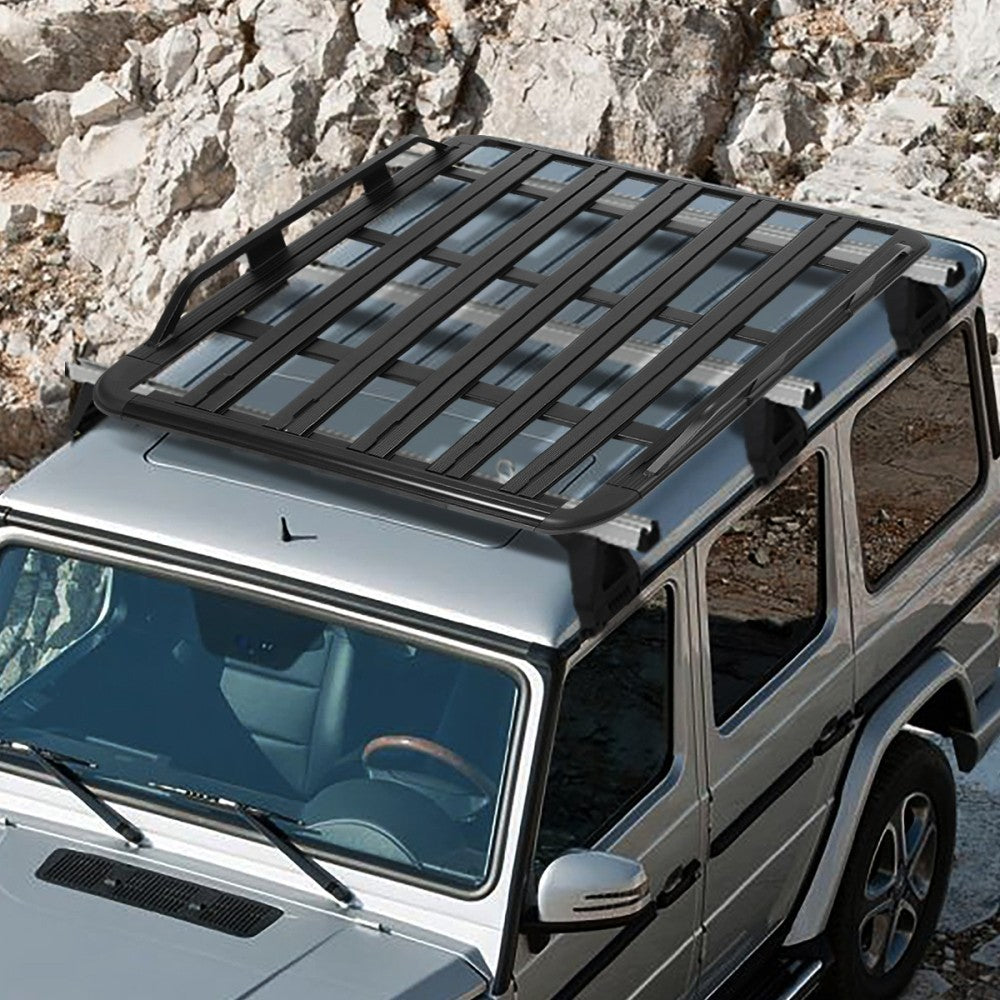60"x48"x6" Black Universal Roof Top Pallet Board Style Aluminum Cargo Carrier