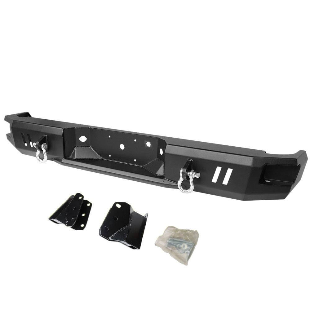 Black Robust Style Corner Step Rear Bumper w/D-Ring For 09-14 Ford F-150 (P415)