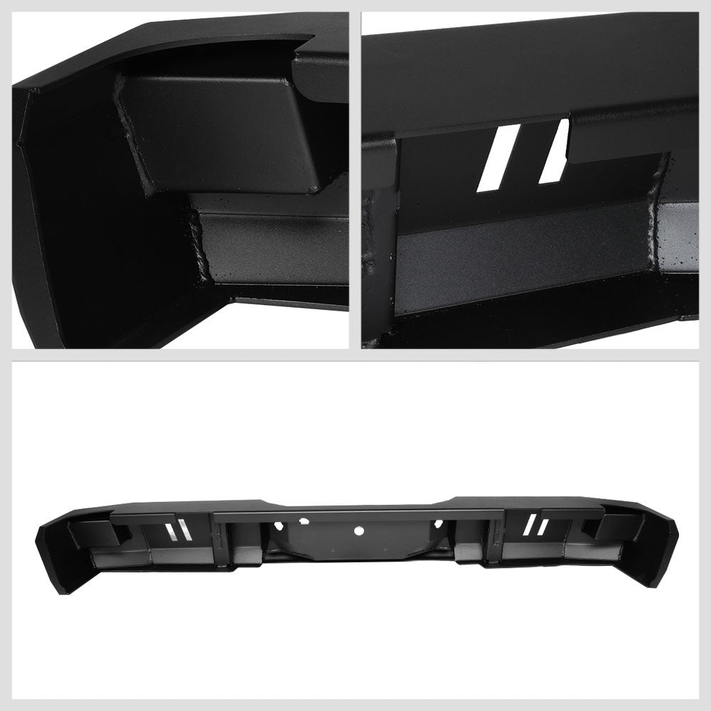 Black Robust Style Corner Step Rear Bumper w/D-Ring For 09-14 Ford F-150 (P415)