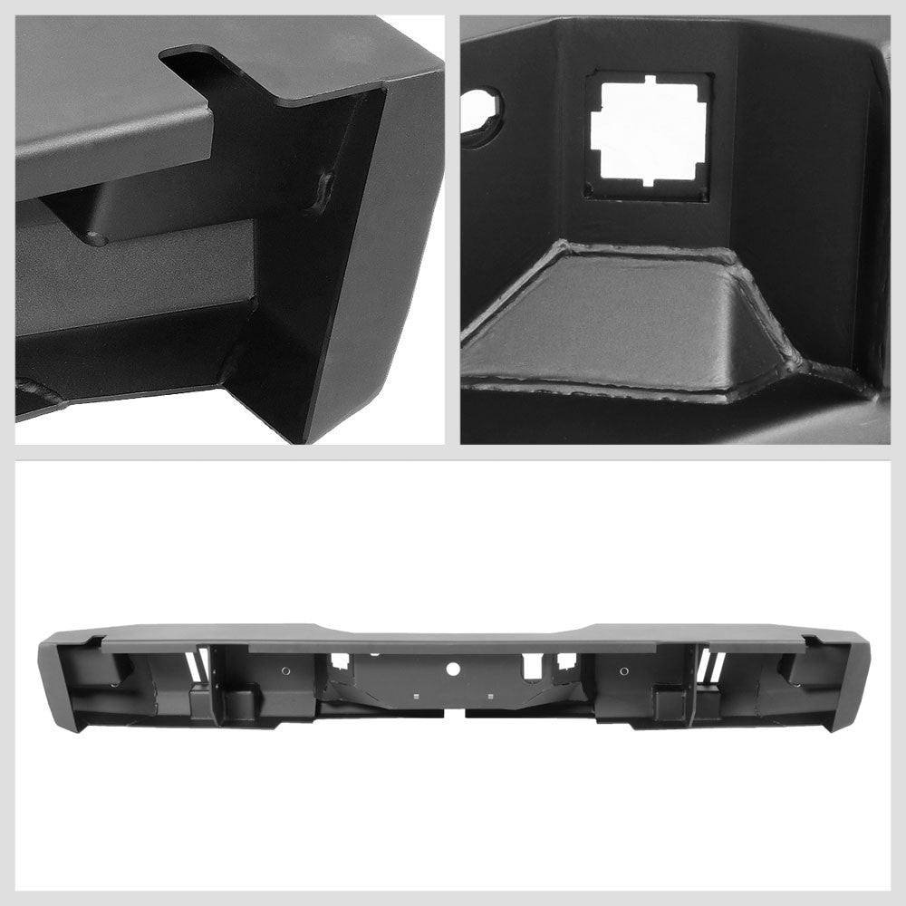 Black Steel Off Road Heavy Duty Rear Bumper+Dual D-Rings For 15-19 F-150 V6/V8