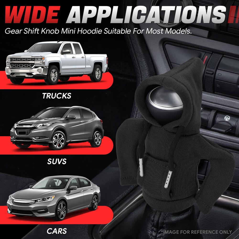 BFC-STKBC-HOOD-BK Universal Black 5.2" X 4.5" Hoodie Style Shift Knob Cover Protector 2.2" DIA