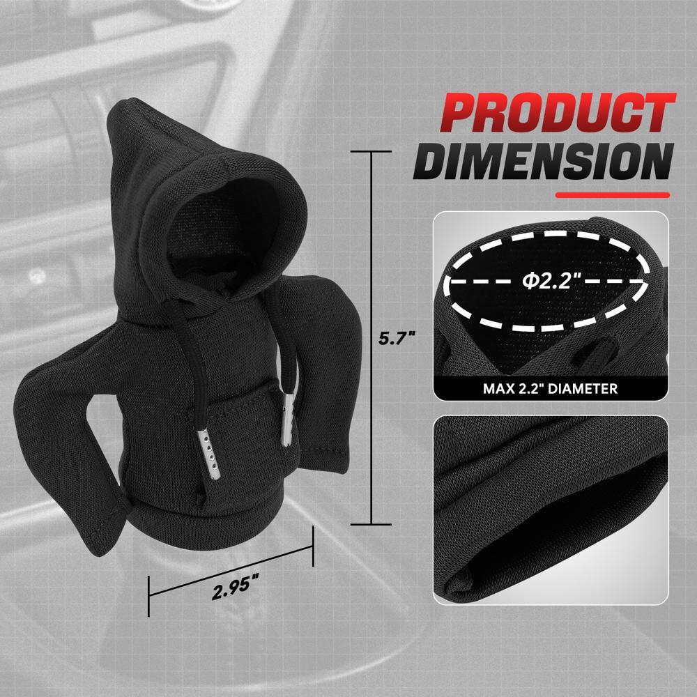 BFC-STKBC-HOOD-BK Universal Black 5.2" X 4.5" Hoodie Style Shift Knob Cover Protector 2.2" DIA