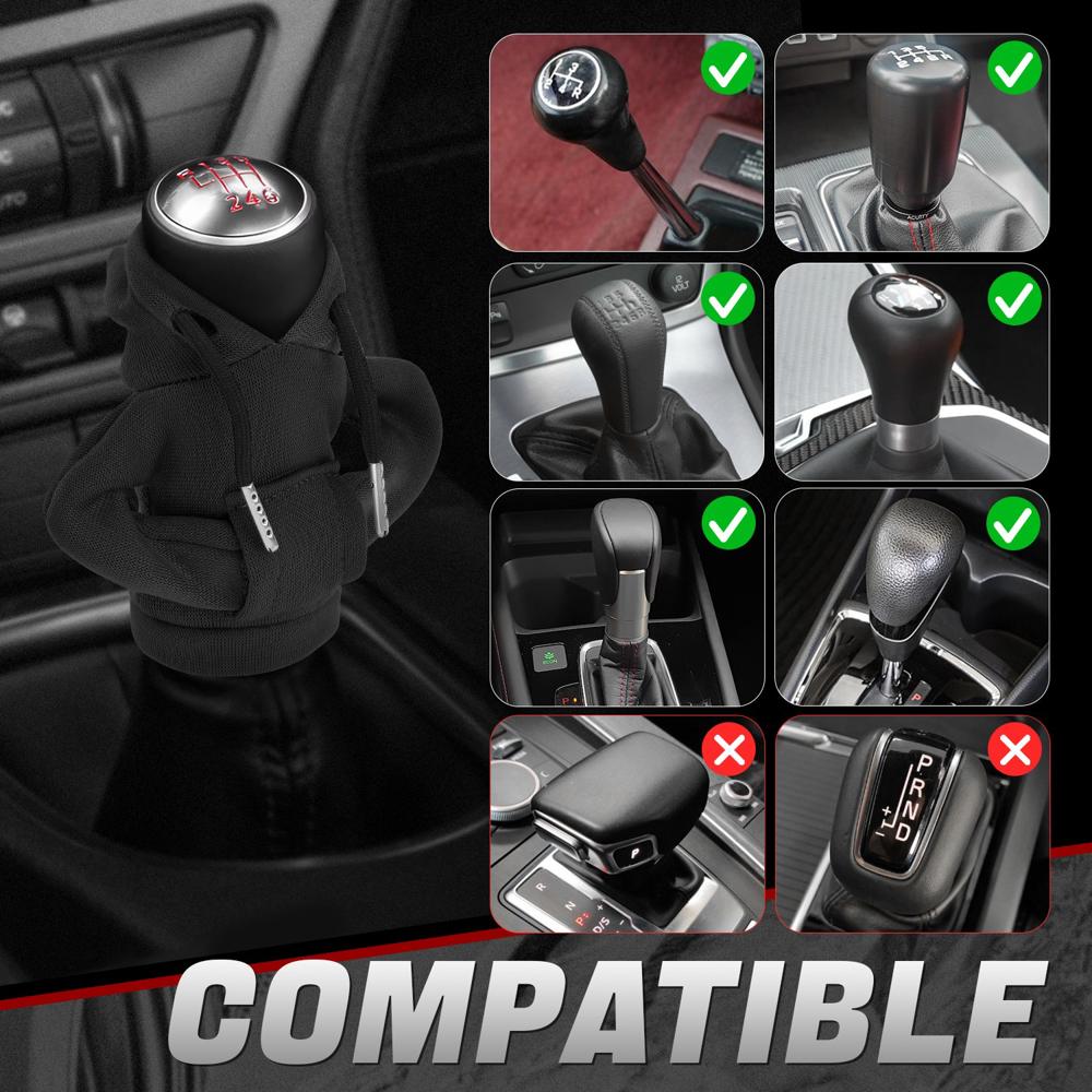 BFC-STKBC-HOOD-BK Universal Black 5.2" X 4.5" Hoodie Style Shift Knob Cover Protector 2.2" DIA