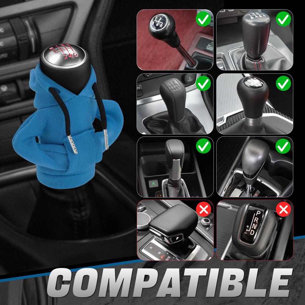 BFC-STKBC-HOOD-BL Universal Blue 5.2" X 4.5" Hoodie Style Shift Knob Cover Protector 2.2" DIA