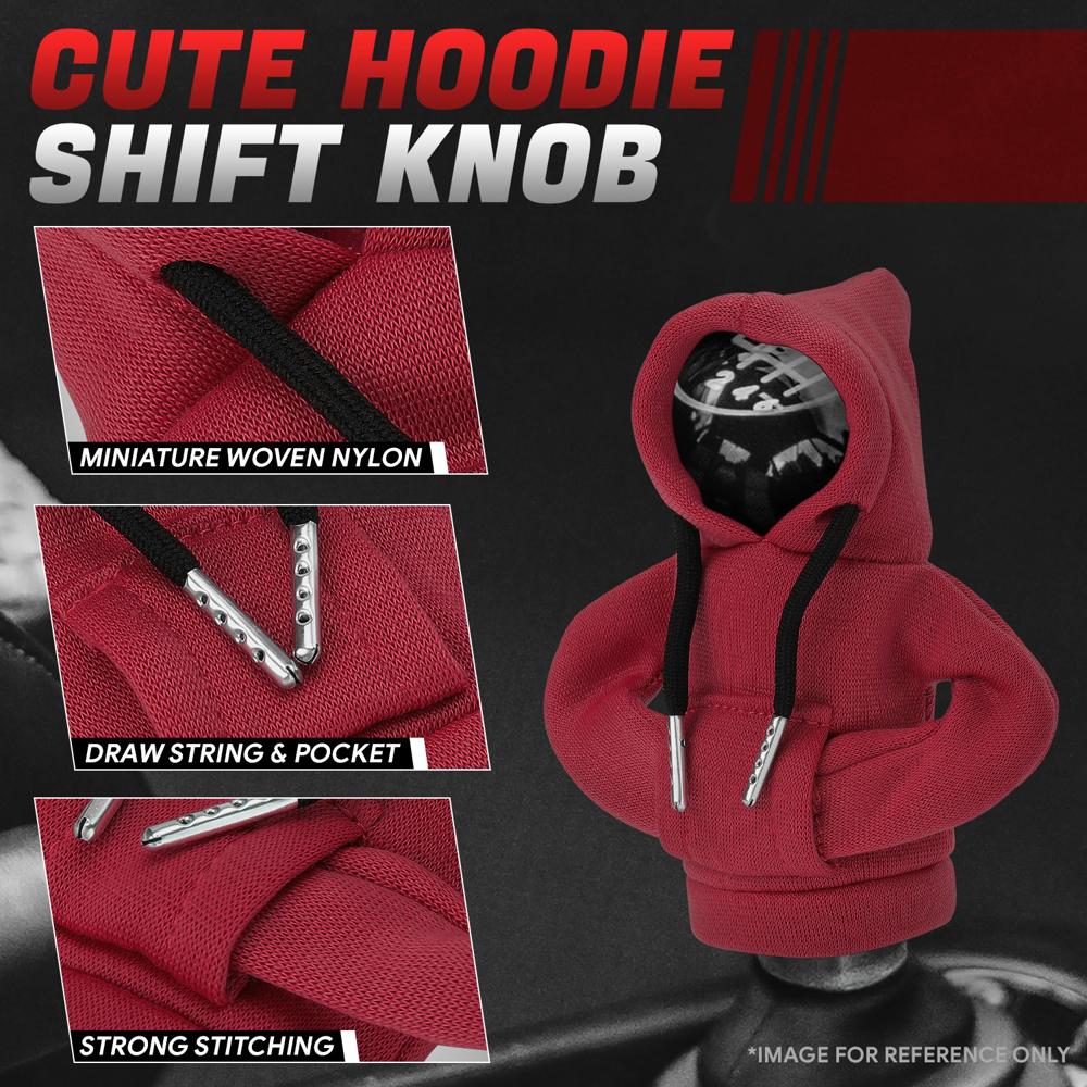 BFC-STKBC-HOOD-DR Universal Red 5.2" X 4.5" Hoodie Style Shift Knob Cover Protector 2.2" DIA