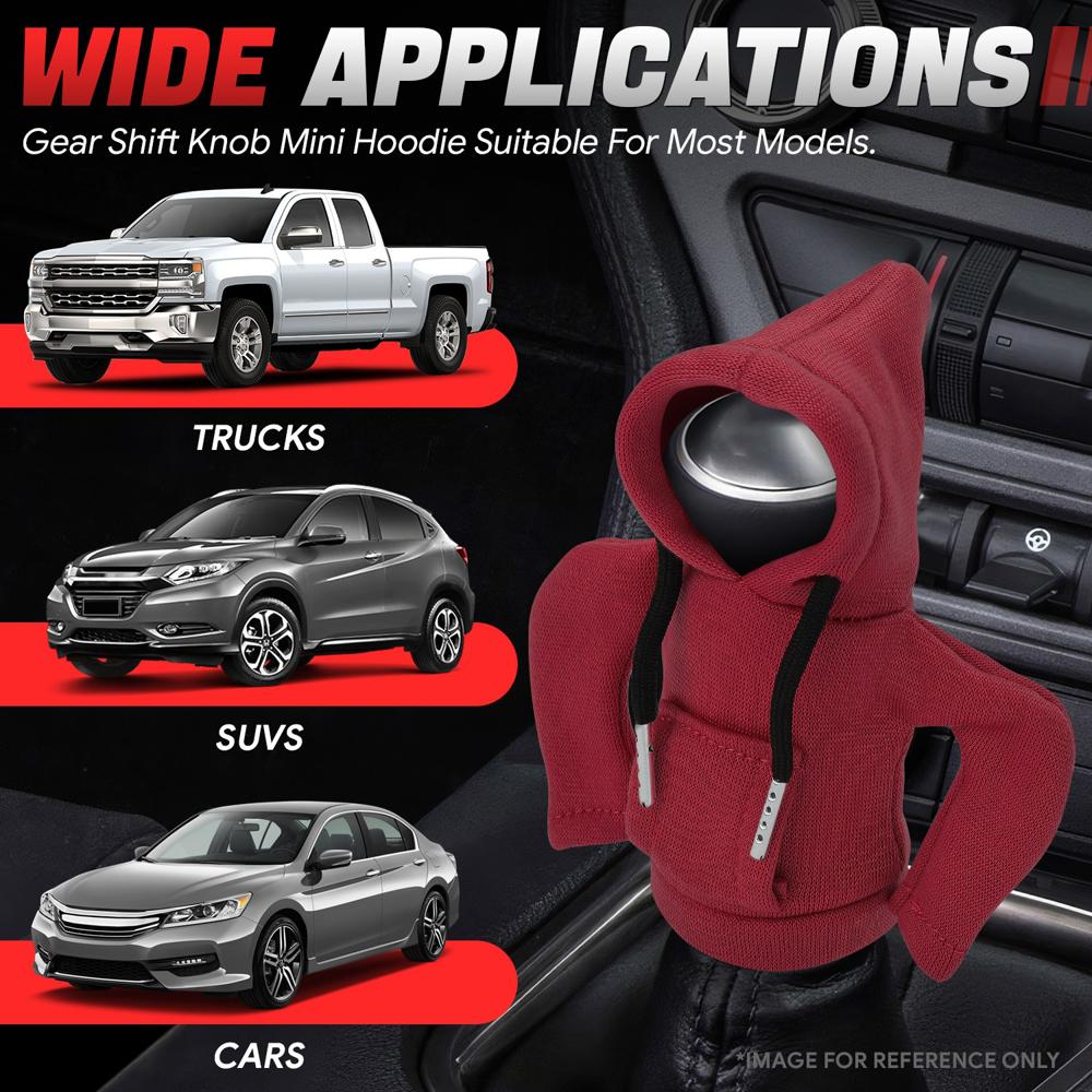 BFC-STKBC-HOOD-DR Universal Red 5.2" X 4.5" Hoodie Style Shift Knob Cover Protector 2.2" DIA