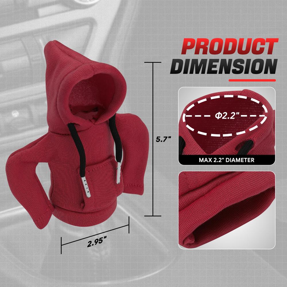 BFC-STKBC-HOOD-DR Universal Red 5.2" X 4.5" Hoodie Style Shift Knob Cover Protector 2.2" DIA