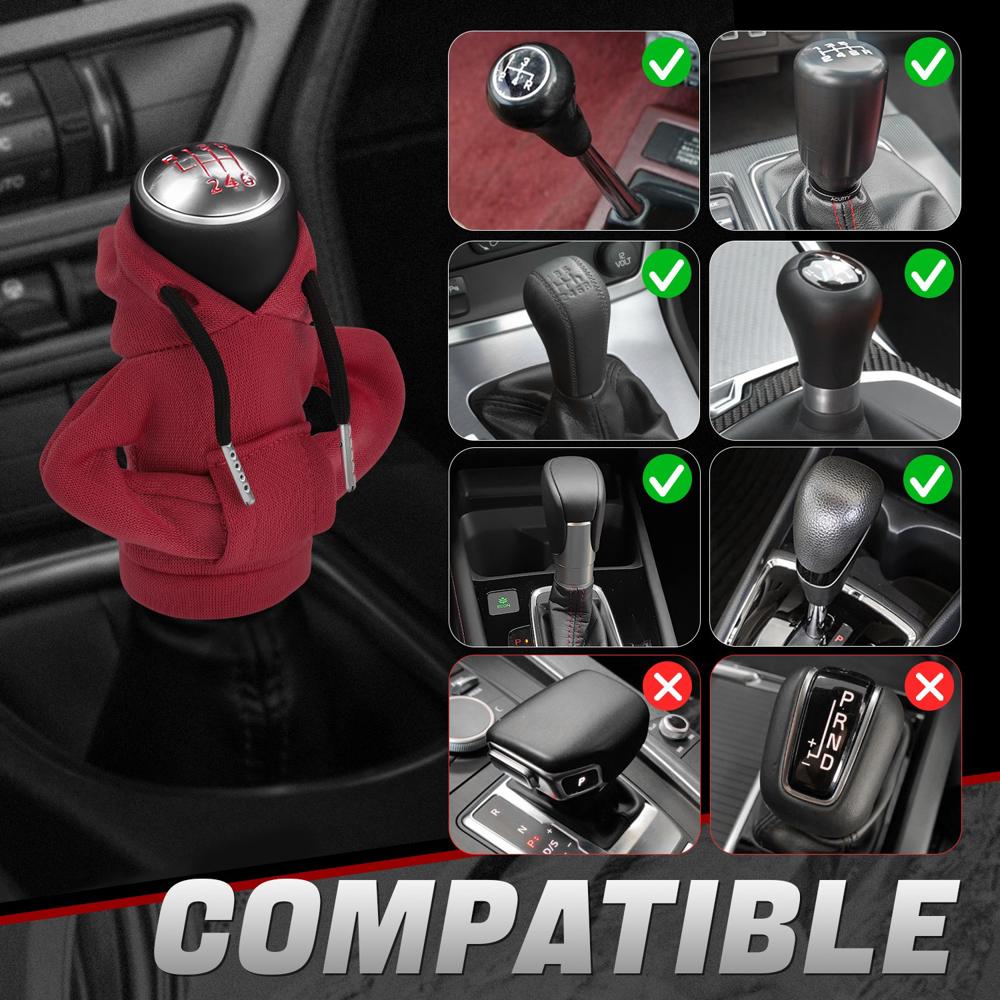 BFC-STKBC-HOOD-DR Universal Red 5.2" X 4.5" Hoodie Style Shift Knob Cover Protector 2.2" DIA