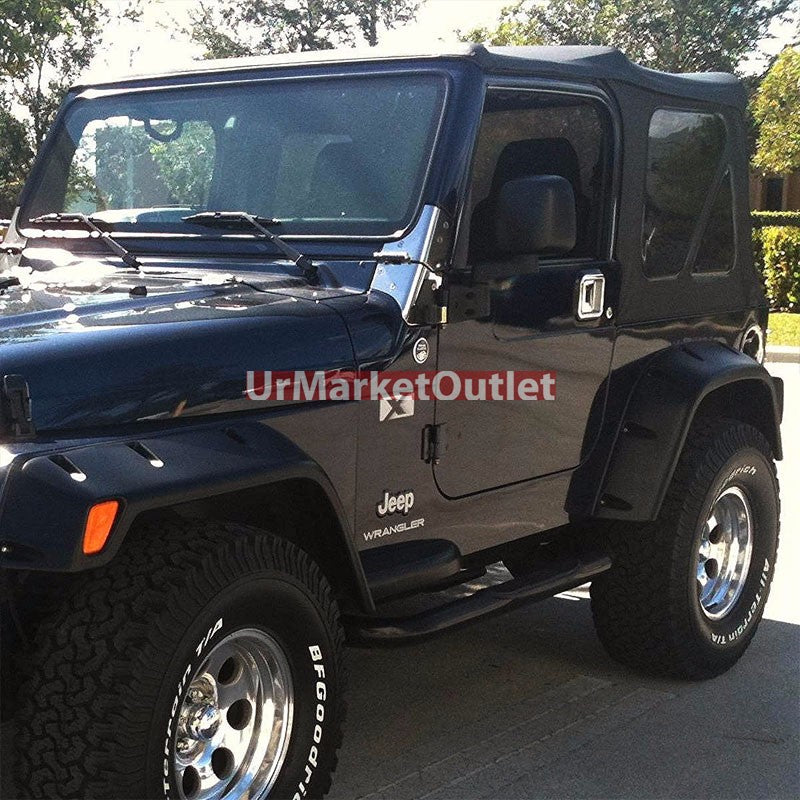 90 Bend End Black Running Board Nerf Bar For 87-06 Jeep Wrangler (YJ TJ)