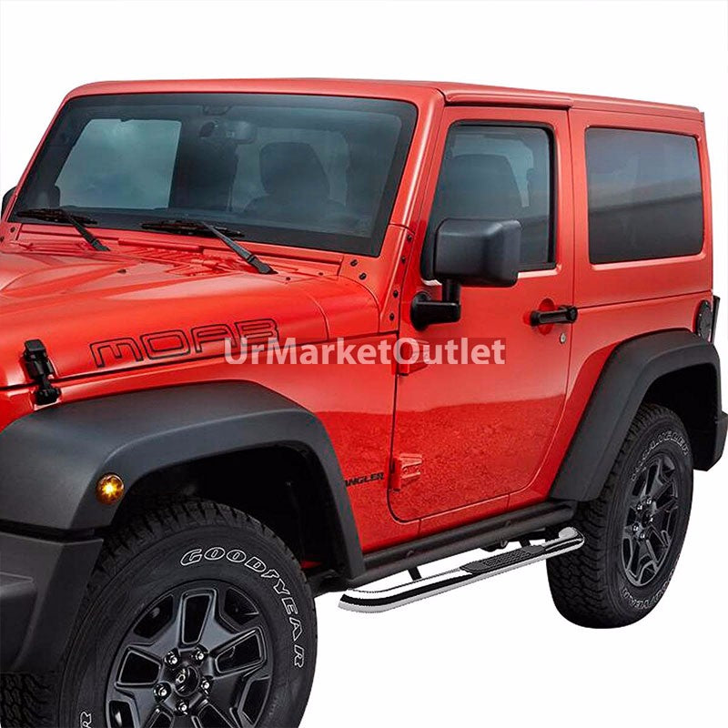 90 Bend End Metal Running Board Nerf Bar For 07-18 Jeep Wrangler 2-Door (JK)