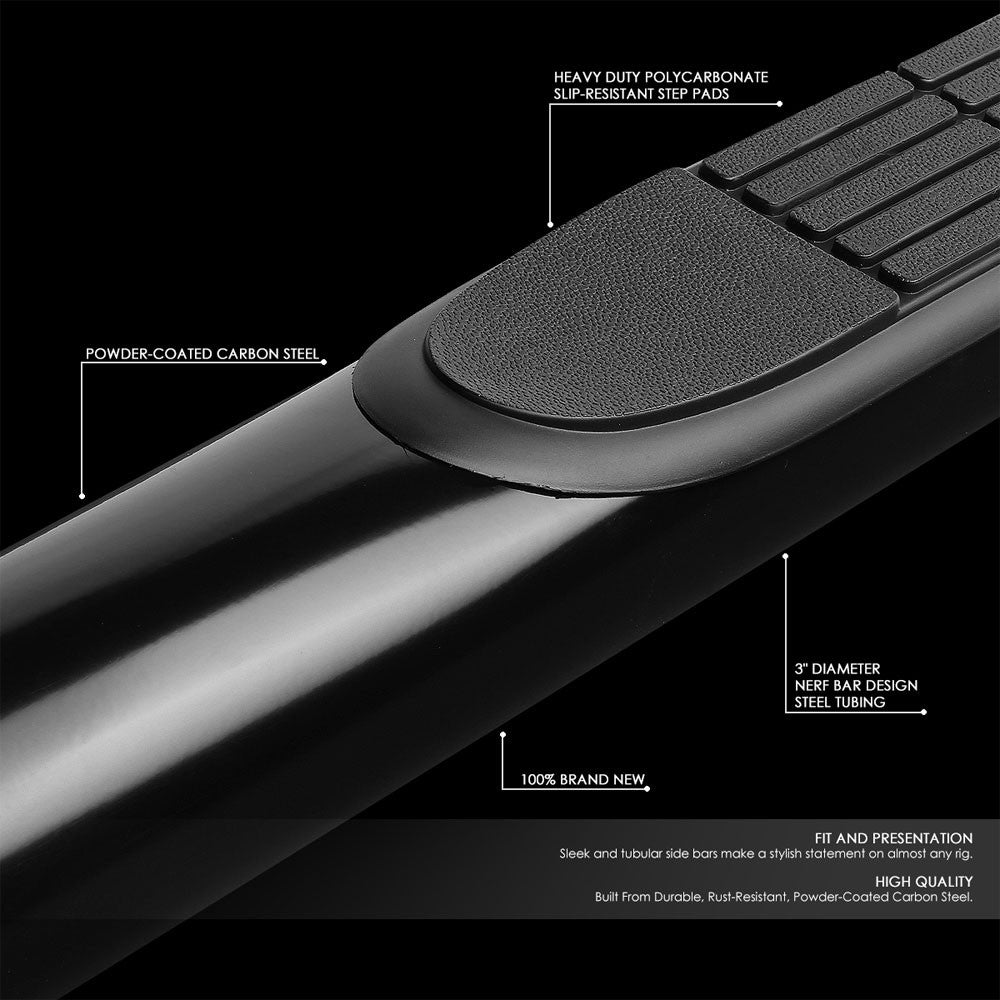 Curved End Black Running Board Nerf Bar For 99-14 Silverado GMT800/900 Crew Cab