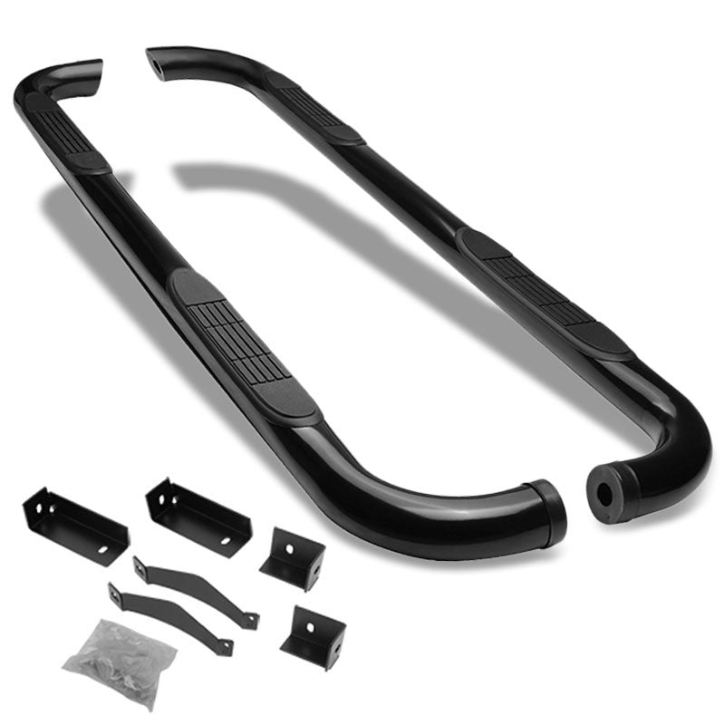 90 Bend End Black Running Board Nerf Bar For 04-15 Nissan Titan A60 Crew Cab