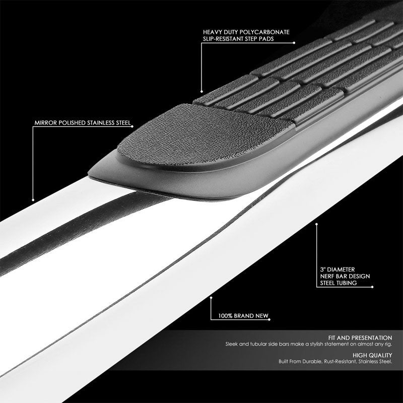 90 Bend End Metal Running Board Nerf Bar For 04-15 Nissan Titan A60 Crew Cab