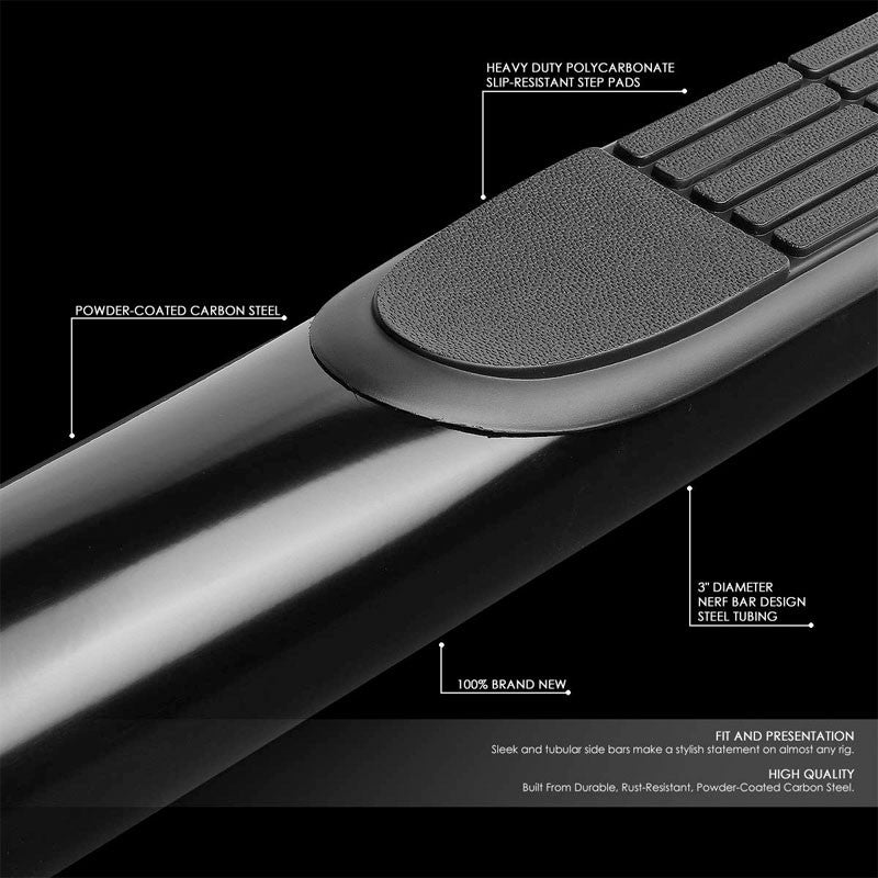 Curved End Black Running Board Nerf Bar For 05-21 Frontier D40 Crew Cab