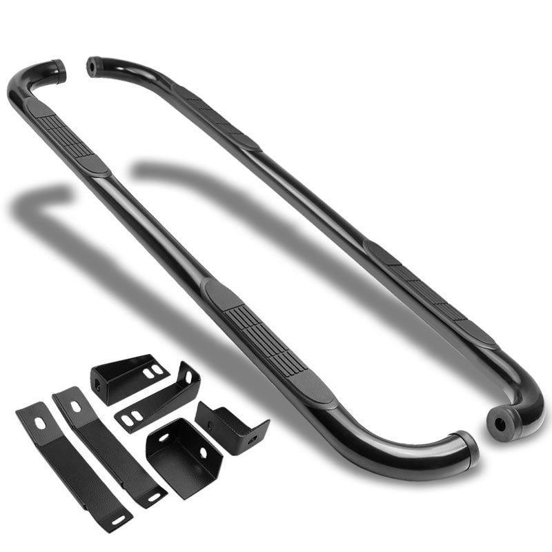 90 Bend End Black Running Board Nerf Bar For 99-14 Silverado GMT800/900 Crew Cab