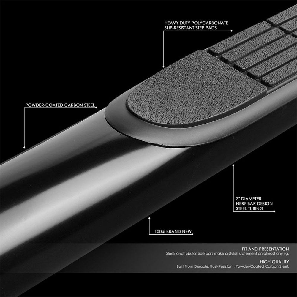 Curved End Black Running Board Nerf Bar For 18+ Jeep Wrangler JL 4Dr Unlimited
