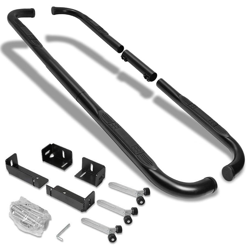 90 Bend End Black Running Board Nerf Bar Adjustable Extended Cab and Crew Cab